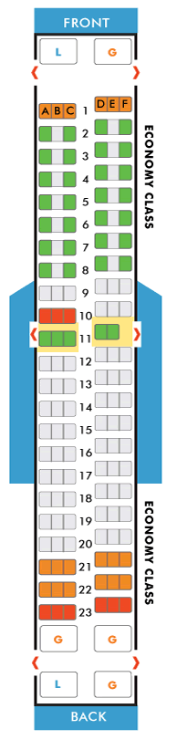 Southwest Airlines Boeing 737-300 Airline Seating Chart